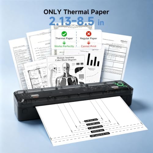 A8 Portable Thermal Printer, Wireless Bluetooth Inkless Printer for Travel, Supports 8.5" x 11" US Letter and A4 Thermal Paper, Compatible with iPhone, Android, Windows, Mac - Image 4