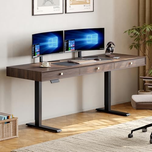 ONBRILL Electric Standing Desk with 3 Drawers, 63x24 Inch Height Adjustable by ONBRILL