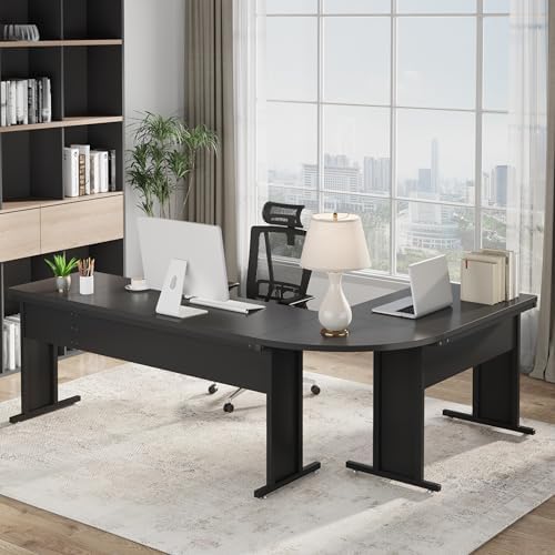 Tribesigns 83-Inch Large L Shaped Desk, Reversible Executive Office Desk, Modern Corner Computer Table Business Workstation for Home Office, Black - Image 3