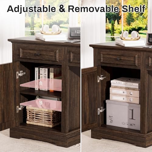 Vipbear 60" Farmhouse Executive Desk with Drawers and Cabinet, Embossed Texture Wood Home Office Desk, Rustic Computer Writing Desk, Workspace for Work Study Writing, Walnut Brown - Image 4
