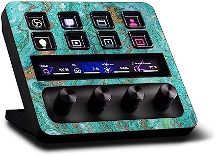 MightySkins Glossy Glitter Skin Compatible with Elgato Stream Deck + - Turquoise Ripple | Protective, Durable High-Gloss Glitter Finish | Easy to Apply, Remove, and Change Styles | Made in The USA by MIGHTY+SKINS