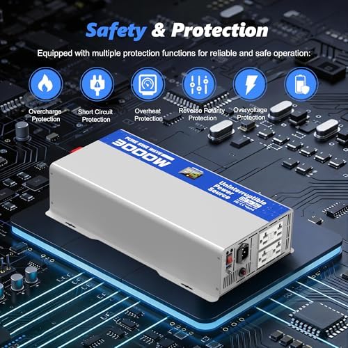 3000W Sump Pump Battery Backup System, Pure Sine Wave Power Inverter - Image 4