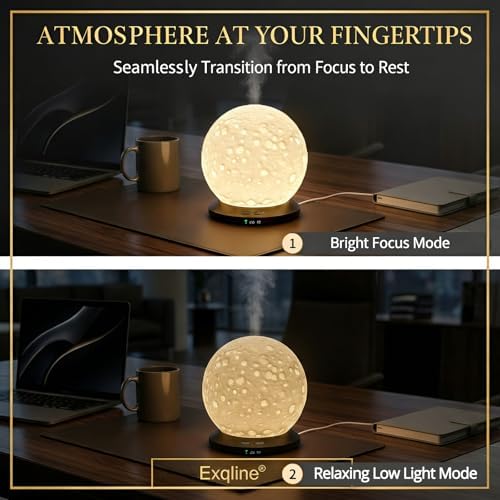 Moonlight Zen 200ml Ceramic Essential Oil Diffuser – Ultrasonic Aromatherapy Moon Lamp with 6H Mist, 3-Timer Settings, Auto-Shutoff & Amber LED Glow – Artisanal Lunar Decor for Home, Office & Spa - Image 6