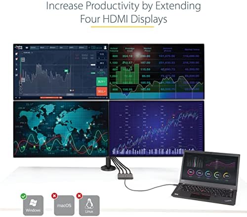 StarTech 50cm USB-C to 4-HDMI Adapter, 4x 1080p 60Hz, USB Powered, TAA - Image 4