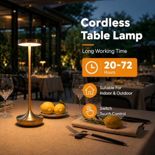 2 Pack Cordless Table Lamps, Rechargeable 6000mAh, 72H Runtime, Waterproof - Image 6