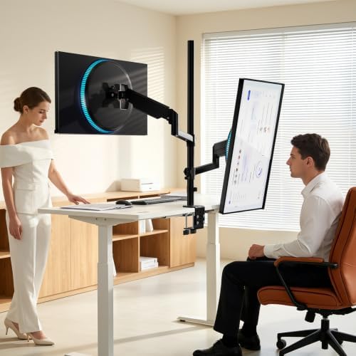 WALI Vertical Dual Monitor Mount for 13-40 inch Curved Screens, up to 22lbs - Image 2