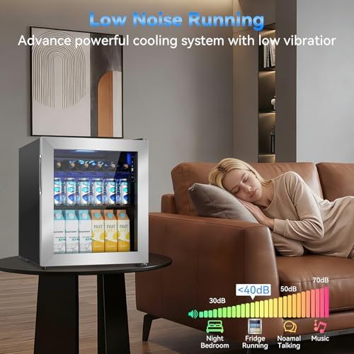 Velivi Mini Fridge with Glass Door-Small Fridge Desk Beverage Cooler for Beer Drinks 1.4 Cu.Ft Countertop Beverage Fridge with Adjustable Shelves, Led Light for Bedroom/Office/Dorm - Image 4