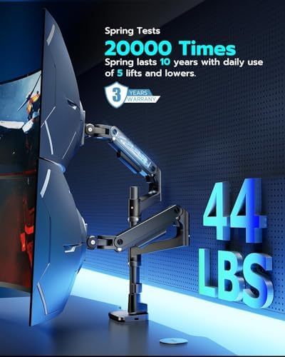 ARES WING Stacked Dual Vertical Monitor Arm with USB A/C for 17 to 49 Inch - Image 5