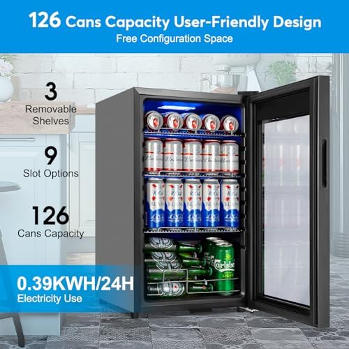 17" 126-Can Beverage Refrigerator, Countertop/Freestanding with Glass Door - Image 2