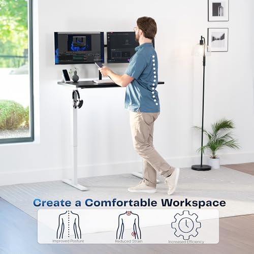 VIVO Black 43 x 24 in Standing Desk, DESK-KIT-1W4B - Image 4