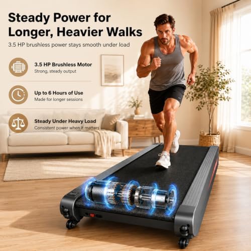 Jogwell Walking Pad Treadmill with 12%/20% Auto Incline, 43"x18" Extra-Wide - Image 4