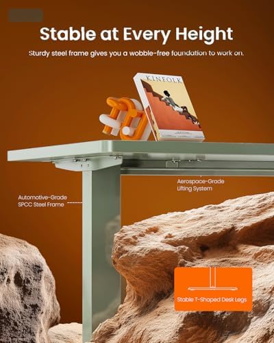 ErGear Height Adjustable Electric Standing Desk, 32 x 19 Inches Sit Stand up Desk, Memory Computer Home Office Desk,Green - Image 4