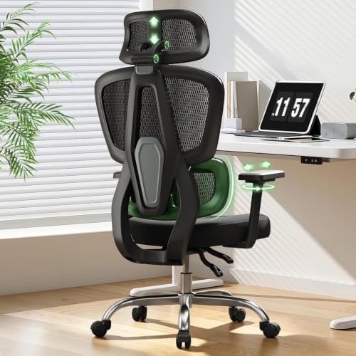 Office Chair Ergonomic Desk Chair Breathable Mesh Chair with Lumbar Support & Headrest, Black Office Chair 330 Lbs Home Computer Chair Thickened Cushion for Adults & Women (Small Chair) by Unknown