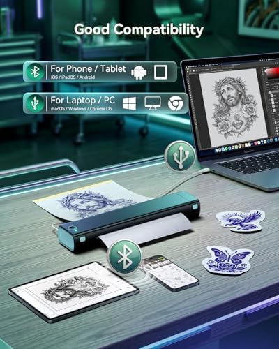 Phomemo M08F Tattoo Stencil Printer, Bluetooth, with 100Pcs Transfer Paper - Image 3