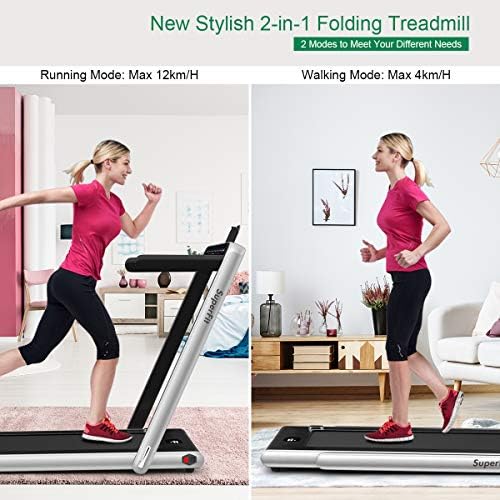 GYMAX Walking Pad, 2.25HP Dual Display Foldable Treadmill for Home with Remote/Smart App Control, Portable Compact Treadmill for Office Under Desk, Folding Running Machine for Small Spaces - Image 2