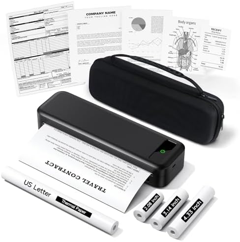 Portable Printers Wireless for Travel, Inkless Thermal Printer with Case by TATTMUSE