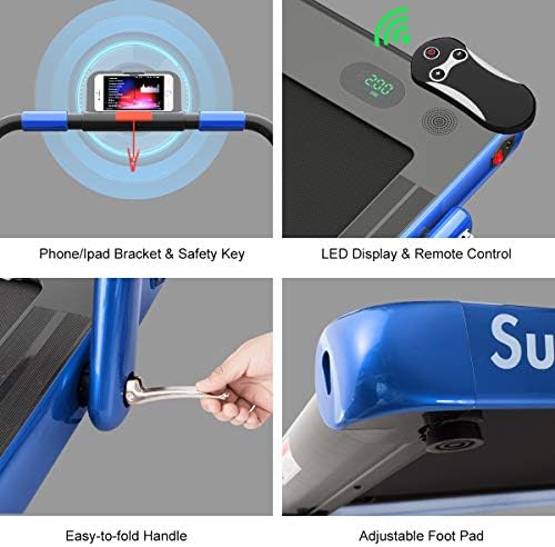 GYMAX Walking Pad, 2 in 1 Free Installation Under Desk Treadmill with Smart App, Remote Control & LED Display, 2.25HP Foldable Portable Compact Running Machine for Small Spaces Home Office - Image 5