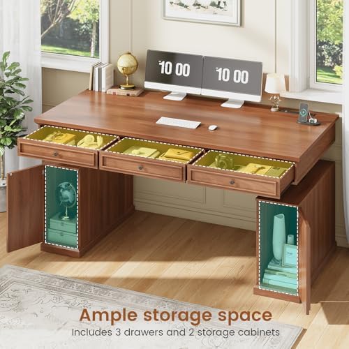 SEDETA 55.1" Farmhouse Executive Electric Standing Desk with 3 Drawers - Image 3