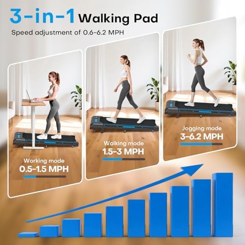 Walking Pad Treadmill, 6.2MPH Under Desk Walking Pad with 9% Incline, Treadmills for Home with Double Frame, 2.5HP Brushless Drive, 12 HIIT Programs, Remote Control, 330LBS Capacity - Image 2