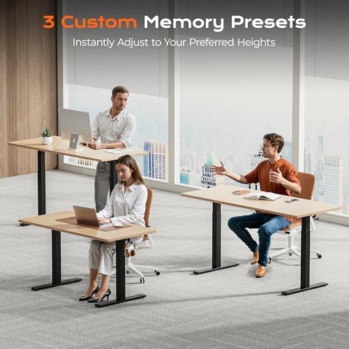 Huuger Dual Motor Electric Standing Desk Frame, Sit Stand up Desk Leg for 47.2” to 86.6” Desktop, Computer Desk Leg with Cable Tray, 3 Memory Height Presets, 2 Hooks, Black Frame Only - Image 6