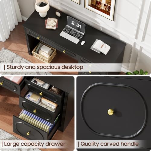 Vabches Executive Desk 47" with 3 Storage Drawers & A File Drawer, Black - Image 4