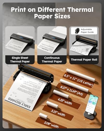 Phomemo M832 Portable Printers Wireless for Travel, Inkless Thermal Printer - Image 5