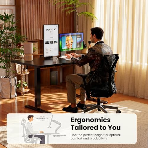 ErGear Electric Standing Desk, 48" x 30" Whole Piece Desktop, Adjustable Height Computer Desk, 4 Height Memory Settings, Sit Stand Up Desk for Home Office, Black - Image 7
