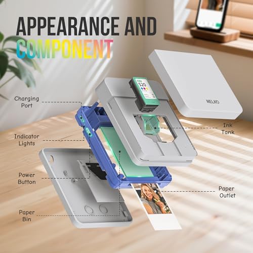Nelko PP01 Photo Printer, 2x3 Portable Photo Printer, Mini Printer, Beige - Image 6