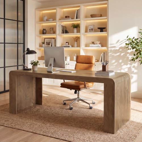 Tribesigns 70.9-Inch Executive Desk, Modern Wooden Computer Desk, Brown by Tribesigns