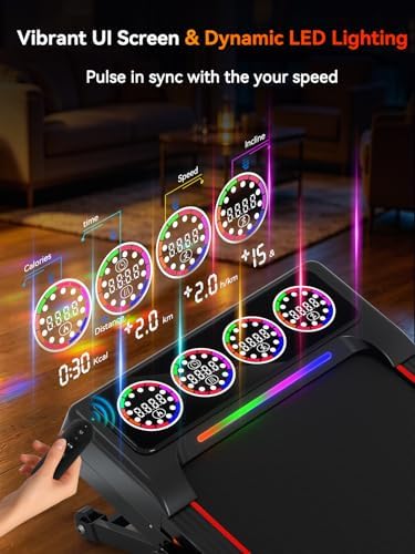 Walking Pad Treadmill with 15% 12-Level Auto Incline& Handle Bar, Ecogou 2.5HP Quiet Under Desk Treadmill,450 lbs Capacity UI Screen & Remote Control, Compact Treadmills for Home Hiking - Image 5