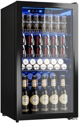 130 Can Beverage Refrigerator, 3.2 Cu.Ft Mini Fridge Beverage Cooler by Manastin