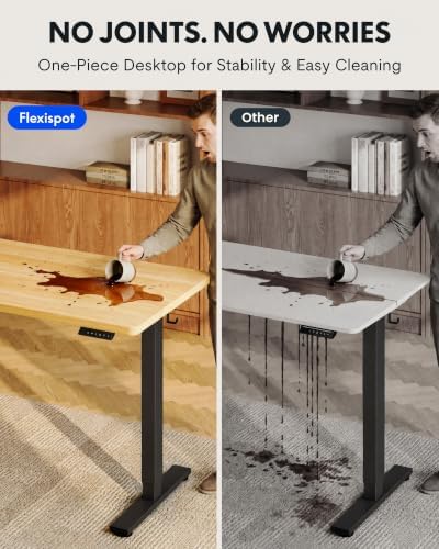 FLEXISPOT EN1 40"x24" One-Piece Standing Desk, Maple (Black Frame) - Image 3