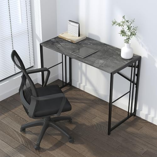 Lutown-Teen Folding Desk 40 inch No Assembly Required, Grey - Image 2