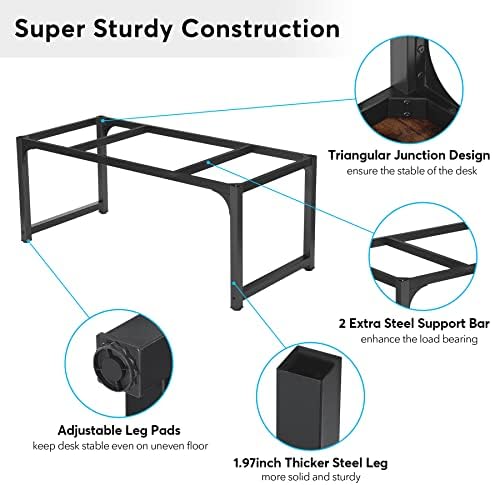 Tribesigns Modern Computer Desk, 63 x 31.5 inch Large Office Desk Computer Table Study Writing Desk Workstation for Home Office, Rustic/Black - Image 5