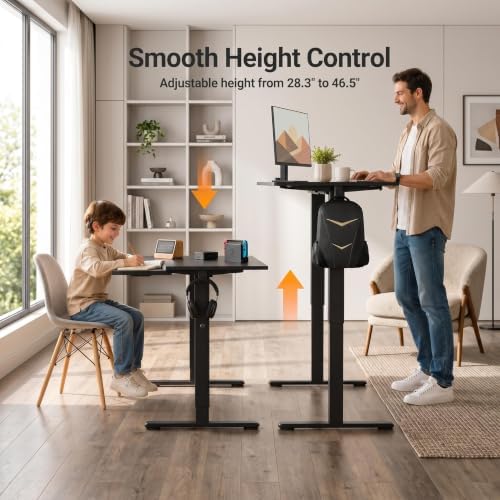 Claiks Electric Standing Desk 48x24 Inch Adjustable Desk, Black - Image 4