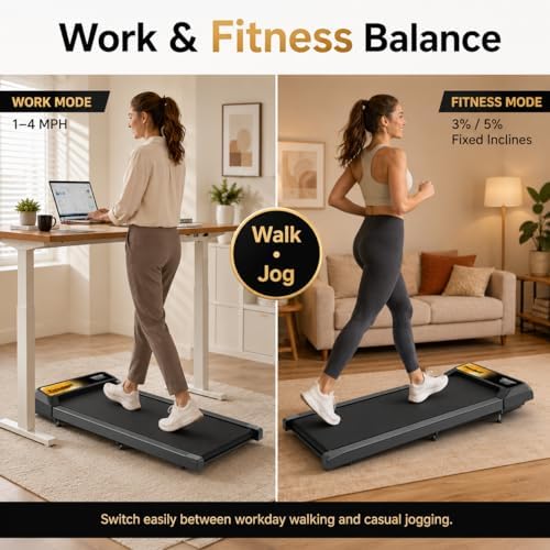 HOELLL Walking Treadmill Pad with 5% Adjustable Incline and APP Sync, Small Compact Under Desk Treadmills for Home and Office with Remote Control and LED Display, 2.5HP - Image 4
