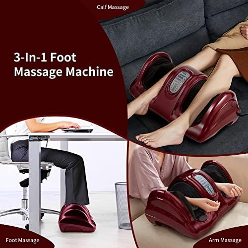 Giantex Shiatsu Foot Massager Machine, Deep Kneading Rolling Massage for Feet, Leg Calf Ankle, Electric Massager w/Remote, 4 Massage Modes, Burgundy - Image 3