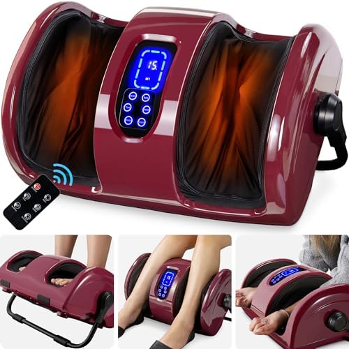 Best Choice Products Shiatsu Foot Massager with Heat for Plantar Fasciitis & Neuropathy, Kneading Foot & Calf Massager with Remote, 360° Adjustable Handle, Rolling & Compression Massage - Red by BestChoiceProducts