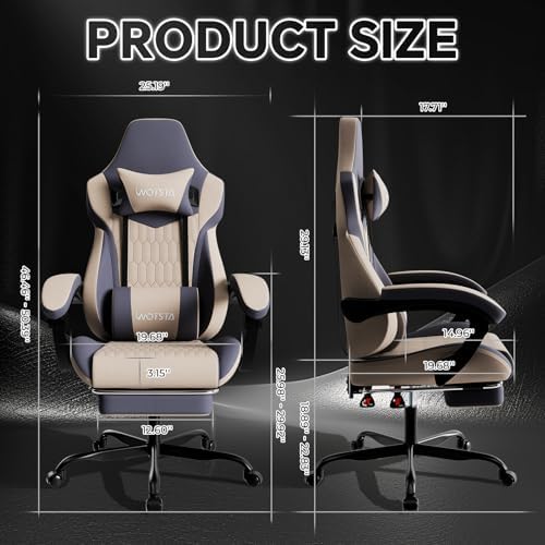 Gaming Chair with Footrest, High Back Gaming Chairs Leather Ergonomic Gamer Chair with Adjustable Headrest Lumbar Support Racing Style Video Gaming Chair for Office/Home (Grey) - Image 3