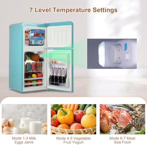 Retro Mini Fridge with Freezer 4.0 Cu. Ft, Small Refrigerator Dual Door - Image 4