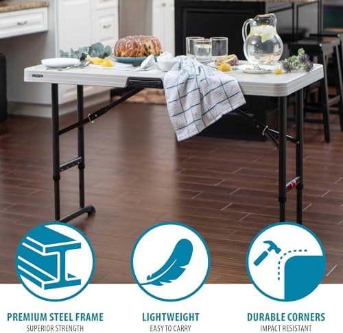 LIFETIME 80387 4-Foot Commercial Adjustable Folding Table, Almond - Image 6