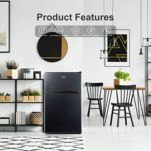 Walsh Compact Refrigerator, Dual Door Mini Fridge, Energy Efficient, Adjustable Mechanical Thermostat with Freezer, Reversible Doors with Leveling Front Legs, 3.1 Cu Ft, Black - Image 3