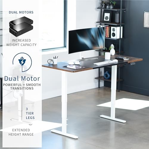 VIVO Black/Vintage Brown 71 x 30 in Standing Desk, DESK-KIT-2W7BN - Image 4