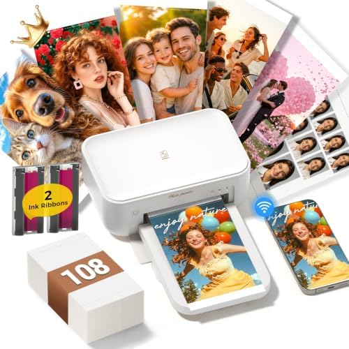 HPRT Photo Printer 4x6, +108 Sheets Photo Paper & 2 Ribbons by HPRT
