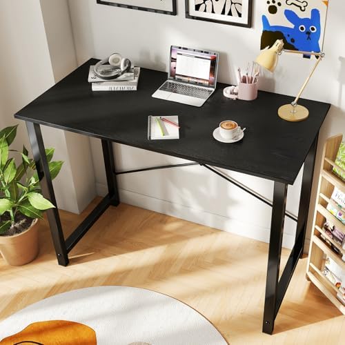 DUMOS 40 Inch Office Small Computer Desk Modern Simple Style Writing Study Work Table for Home Bedroom - Wood Black - Image 2