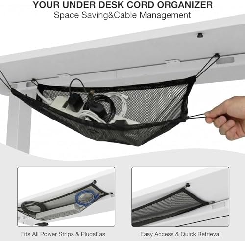Acrolix 63x24 Electric Standing Desk with Cable Net, White - Image 5
