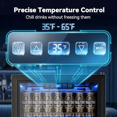 130 Can Beverage Refrigerator, 3.2 Cu.Ft Mini Fridge Beverage Cooler - Image 6