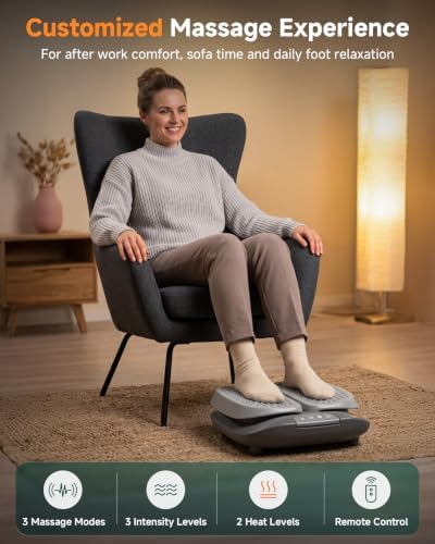 Snailax Vibration Foot Massager with Heat for Plantar Fasciitis Pain & Circulation, High RPM Oscillating Deep Tissue Foot & Calf Massager, 3 Speeds Vibrating 2 Heat Settings with Remote, FSA Eligible - Image 2