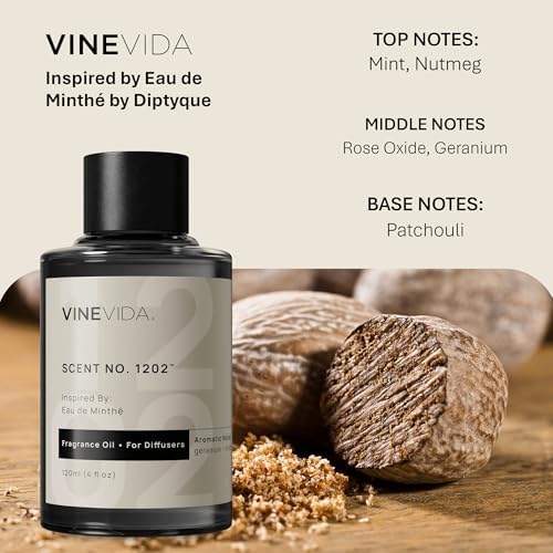 VINEVIDA [4 Fl Oz] Scent NO. 1202 Fragrance Oil for Cold Air Diffusers, Aromatic Notes of Mint, Nutmeg, Rose Oxide & Patchouli Essential Oils for Diffuser Oil Refill & Air Freshener Room Spray - Image 2