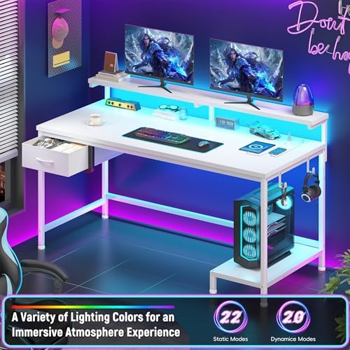 DurayLoly 39.3" Computer Desk with Power Outlet & Fabric Drawer,White - Image 4